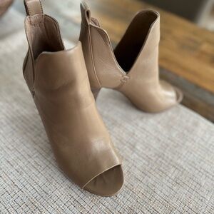Vince Camuto Tan Peep-Toe Ankle Booties